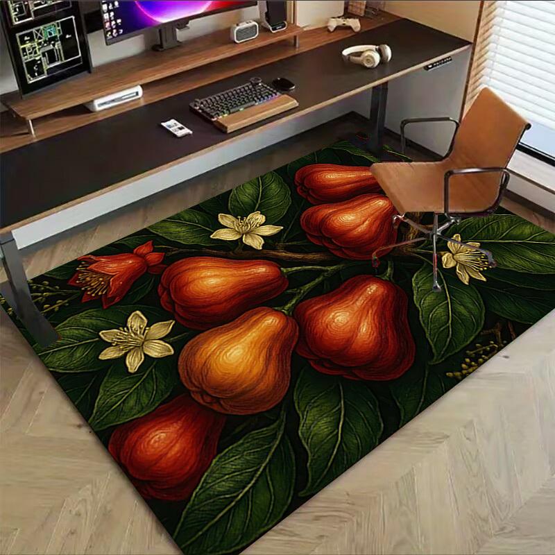1PC Red Fruits Flowers Extra Large Non-Slip Floor Carpet, Office, Family, Bedroom, Studio - Large Area Rug Indoor Rugs, Vibrant Colors-A281