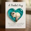 Cat Memorial Pocket Hug with Inspirational Card Emotional Support Love Heart Shaped Cat Pocket Token Decoration Cat Owners Keepsake Gift
