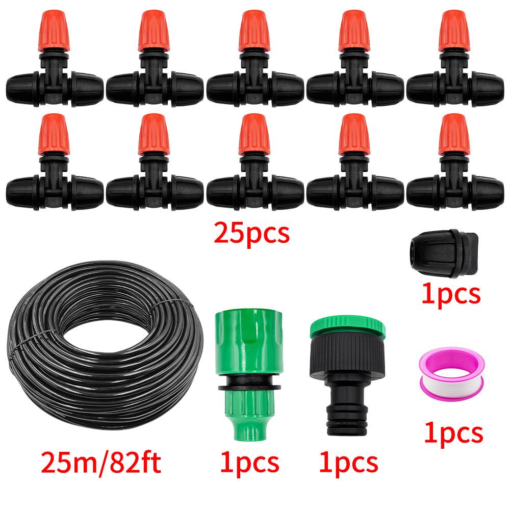 10M-30M DIY Automatic Plant Watering System Mist Irrigation Kit, 1/4" Drip Tubing with Two-Ways Connector and Locking Misters