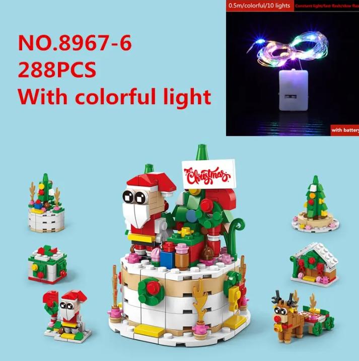 TOYLINX DIY Bricks Toys Christmas Series Building Blocks Set with Light Creative Winter Village House for Kids Xmas Gifts