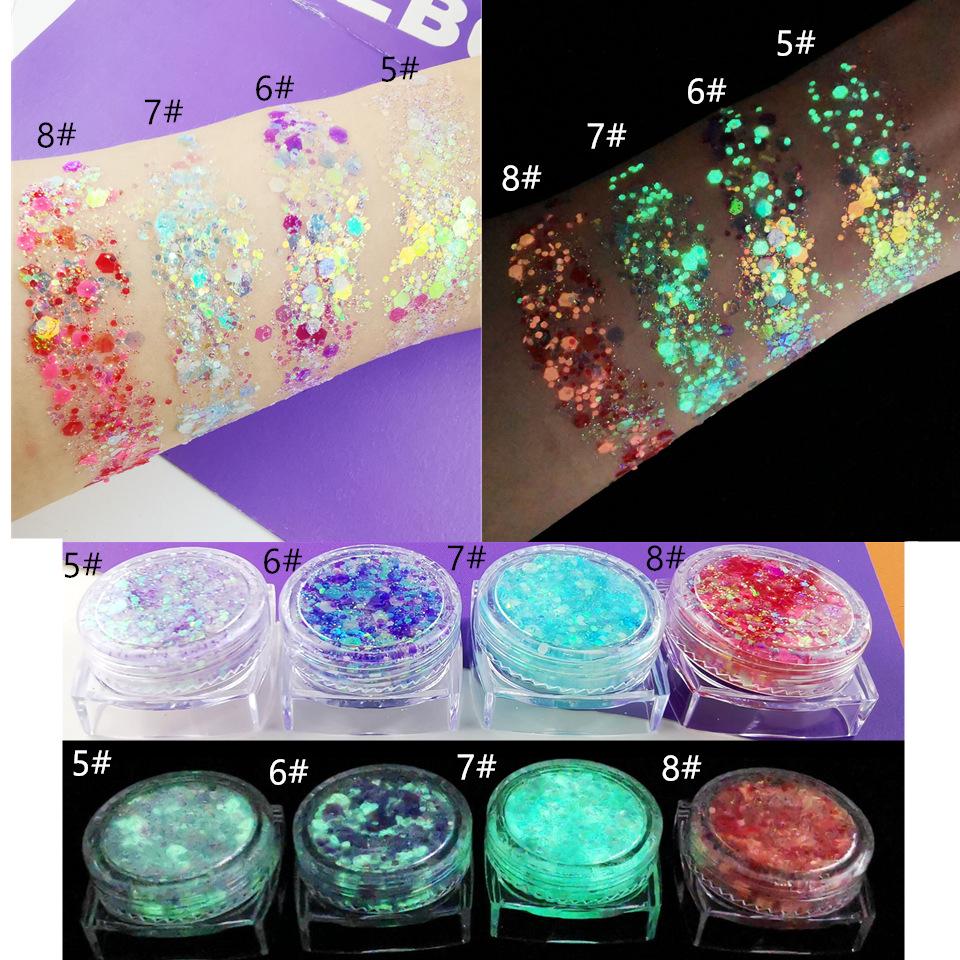 

Luminous Glitter Gel for Skin & Hair - Nightclub & Concert Makeup Sequins 08# (Individual Bag with Cotton Swab)