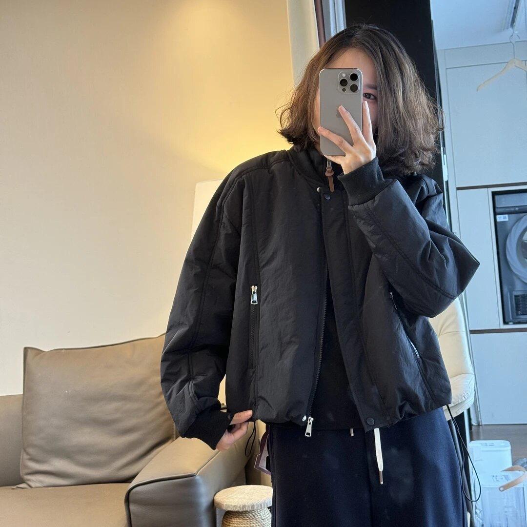 

Retro padded baseball jacket women s 2025 autumn and winter new versatile small foreign zipper casual cotton clothing trend M чёрный