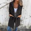 Women's Notched Lapel Single‑Breasted Pocket Loose Mid‑Length Fleece Coat Fall Outerwear