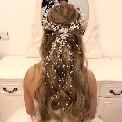 Luxuriöse Imitationsperlen Tiaras Haarbänder Handgefertigte Stirnbänder Mädchen Frauen Frisuren Designs Werkzeuge Braut Hochzeit Haarschmuck