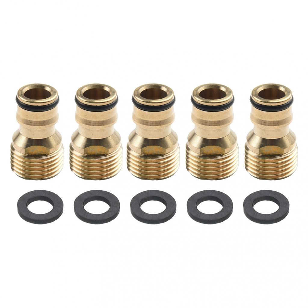 5pcs Brass Tap Adaptors External Thread Fitting Hose