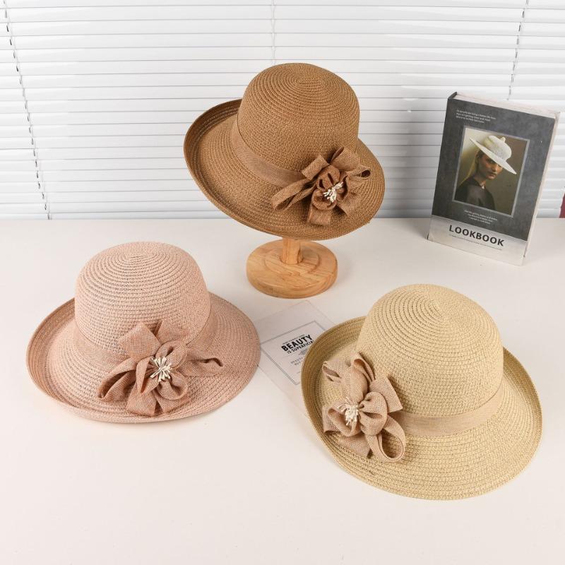 Hat Female Summer Sunscreen Straw Hat Three-dimensional Flower Pot Hat Showing Face Small Seaside Vacation Visor Bucket Hat