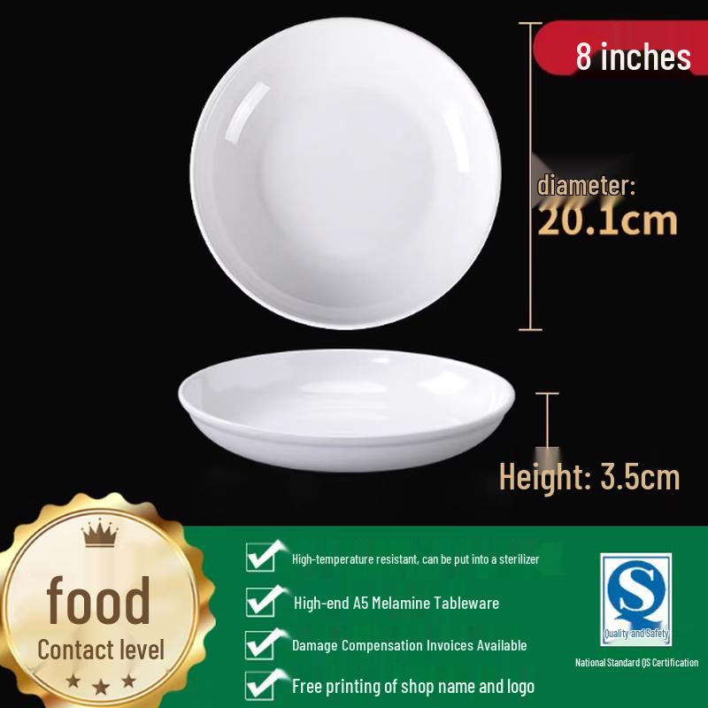 Food-Grade Melamine Round Bone Dishes (10-Pack)