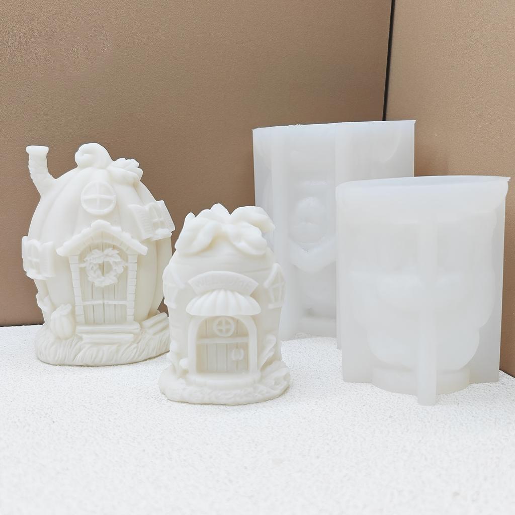 2025 DIY Christmas House Candles Silicone Mold Castle House Concrete Cement Silicone Mould Christmas Gift House Gypsum Molds