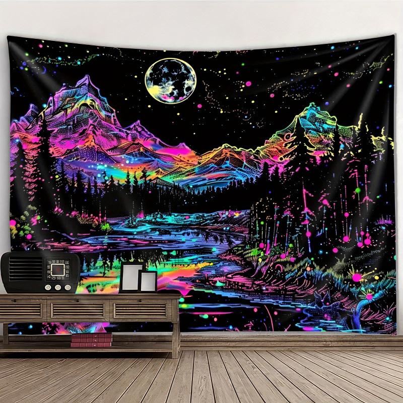 VIKAMA Psychedelic Fluorescent Landscape Tapestry Suitable For Study Office Bedroom And Living Room Home Décor