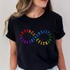 Autism Acceptance Rainbow Infinity Symbol Print Women T-shirt Short Sleeve Graphic T Top Summer Shirt Tshirts Female Tee T-Shirt