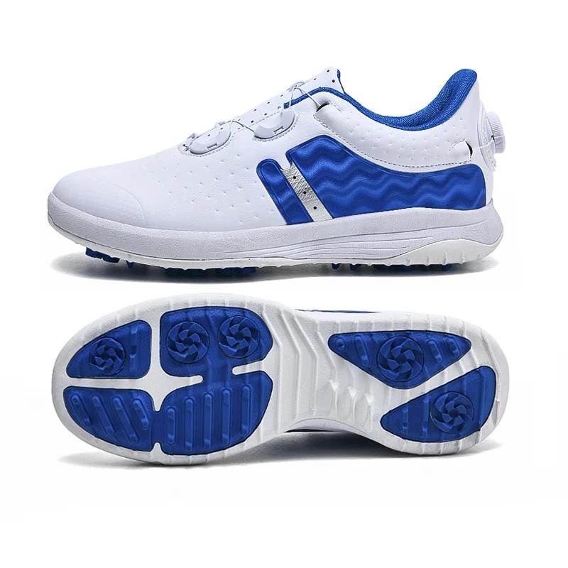 Fashionable Professional Golf Shoes for Men Quality Flat Walking Leather Sneakers Blue Black Man Golf Shoes Big Size