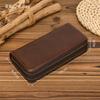 Men's Crazy Horse Leather Long Wallet Genuine Double Zipper Multi-Card Cowhide Clutch Large Capacity Phone Bag