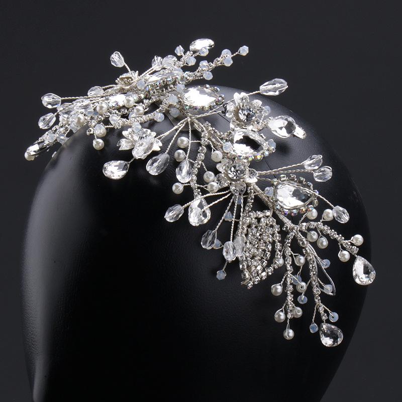 Handmade European Crystal Bridal Hairband In White Wedding Dress Design