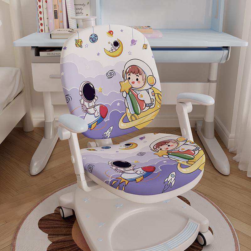 Children Learning Chair Cover Double-back Stretch Elastic Kids Study Computer Chair Slipcover Cartoon Printing Protect Cover