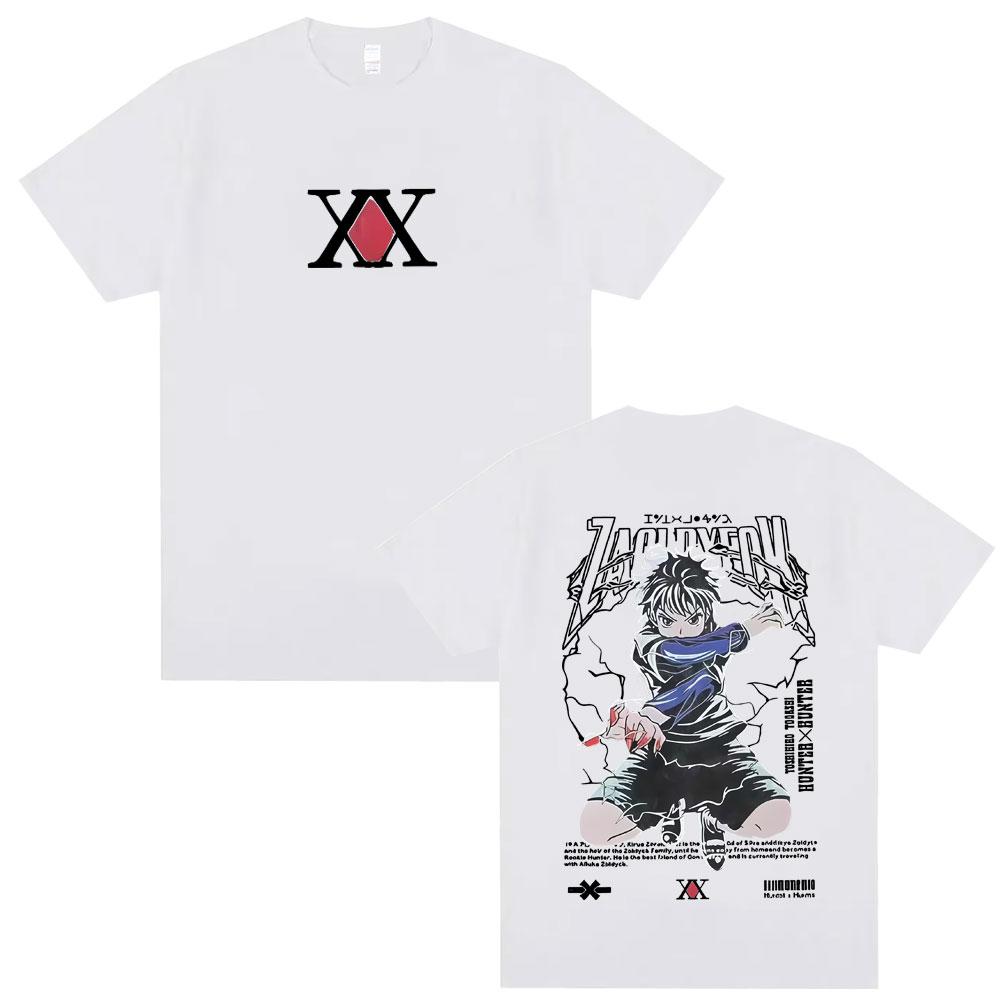 Anime Hunter X Hunter Graphic Tshirt Killua Zoldyck Double Sided Print T Shirts Men Women Casual Oversized Crewneck Tshirts