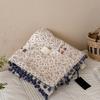 Cotton Crinkled Gauze Blanket Soft Breathable Pom Pom Throw Lightweight Portable for Office Nap Sofa Couch Outdoor Travel All Season Warm Blanket