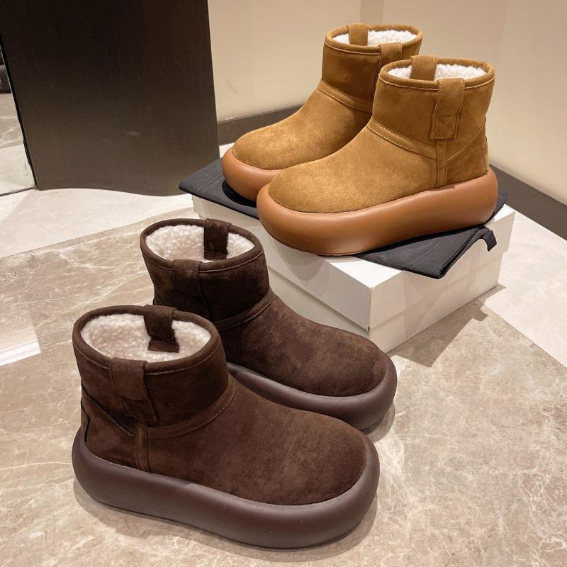 Winter platform snow boots women's new fashion warm low tube large cotton shoes velvet short boots bread shoes