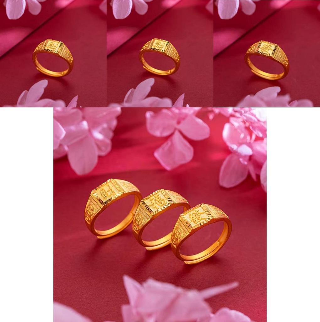 Eleganter Messing Vergoldeter Verstellbarer Offener Ring mit Geometrischem Design für Damen und Herren