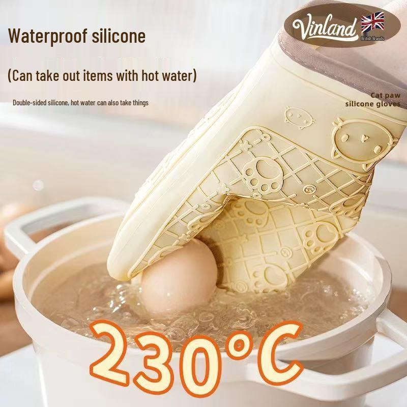 Великобритания Жаростойкие силиконовые кухонные перчатки против ожогов для выпечки и микроволновой печи