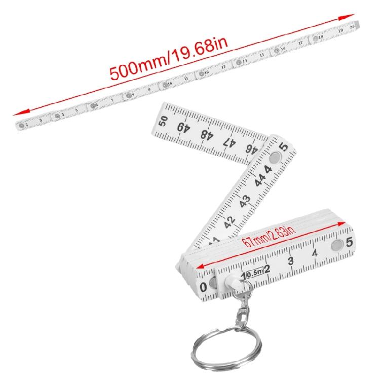 Convenient 50cm Folding Ruler Keychains DIY Measurement Gadgets Perfect For Measurements And Multifunctional Use