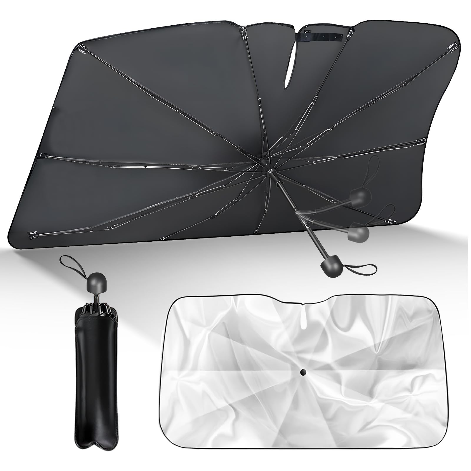 

anfei Car Front Sunshade with 10 Fiber Sun Sun for Light and Rearview Heat Light Universal Car Universal Car Includes Storage Size L x Umbrella-Style