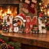 Wooden Table Sign for Winter Holidays Christmas Decor, Vintage Centerpiece, Rustic HOME Letter with Unique Holiday Gift Home Snowman Bird and