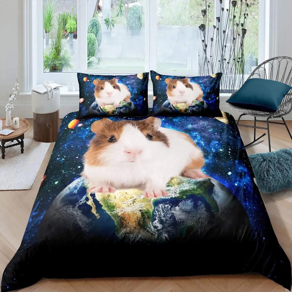 Guinea Pig Duvet Cover Set Cute Cavy Pattern Bedding Set Animal Quilt Cover For Boys Girls Garden Nature Polyester Bedding Set