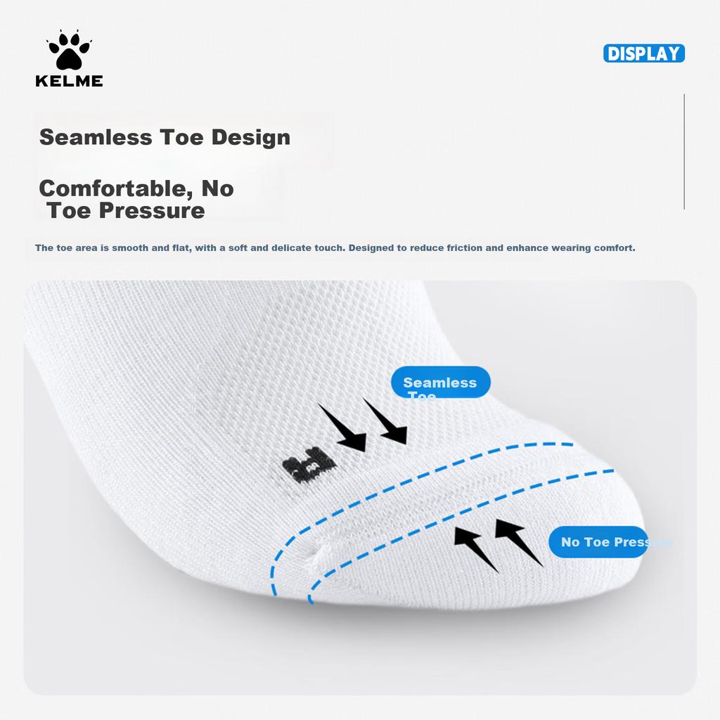 KELME 3-Pack Cushioned Durable Breathable Seamless Comfortable Sports Socks for Football Basketball Running