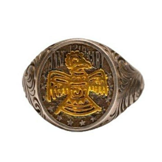 Golden Thunderbird Seal Tail Men's Retro Thai Silver Open Ring