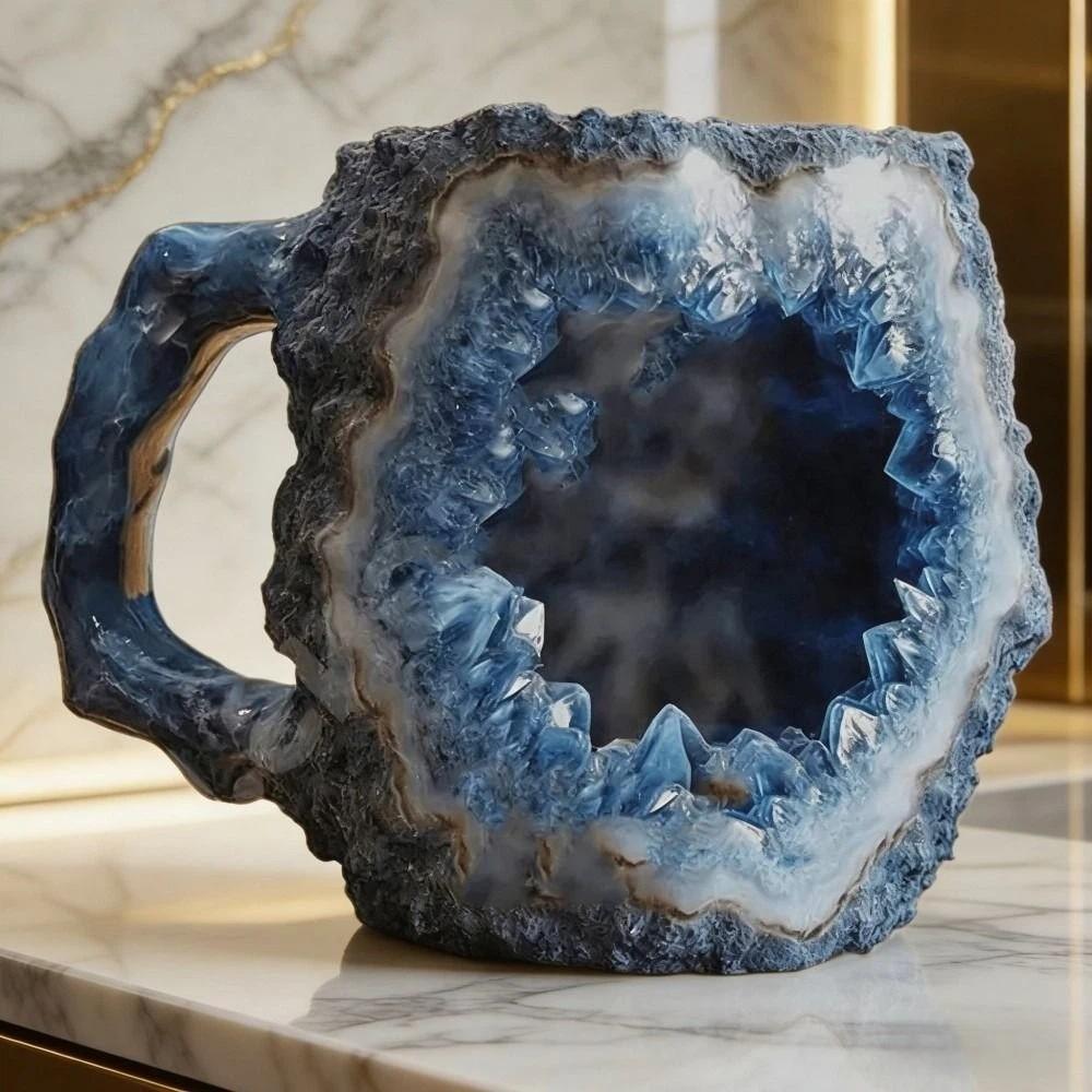 Retro Crystal Coffee Mugs 325ML 11oz Insulation Water Cup New Mineral Stainless Steel Cup  Gifts