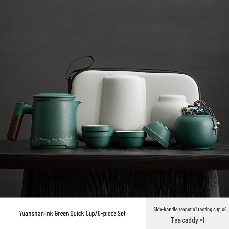 

Chaxun Portable Ceramic Tea Set - Dark Green