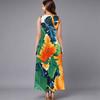 Plus Size Women Sleeveless Crew Neck Dress Beautiful Flower Printed Loose Long Dress For Summer Street Wear