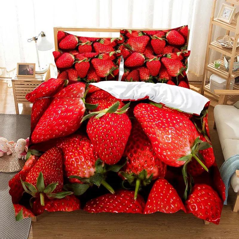 3D Summer Tropical Fruit Duvet Cover with Pillowcase King Full Size Queen Double Bed Quilt Case Linens Single Twin Bedding Sets