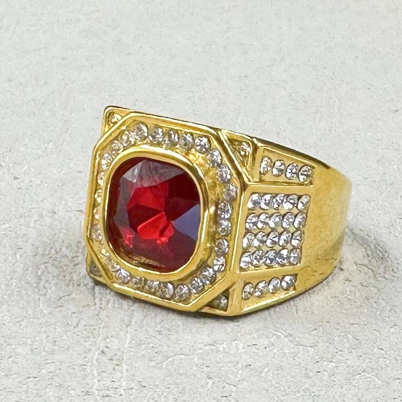 Hip hop Fashion Men's Classic Gold Color Ring Luxurly  rhineStone Rings for Men Party Wedding Ring Anniversary Gift