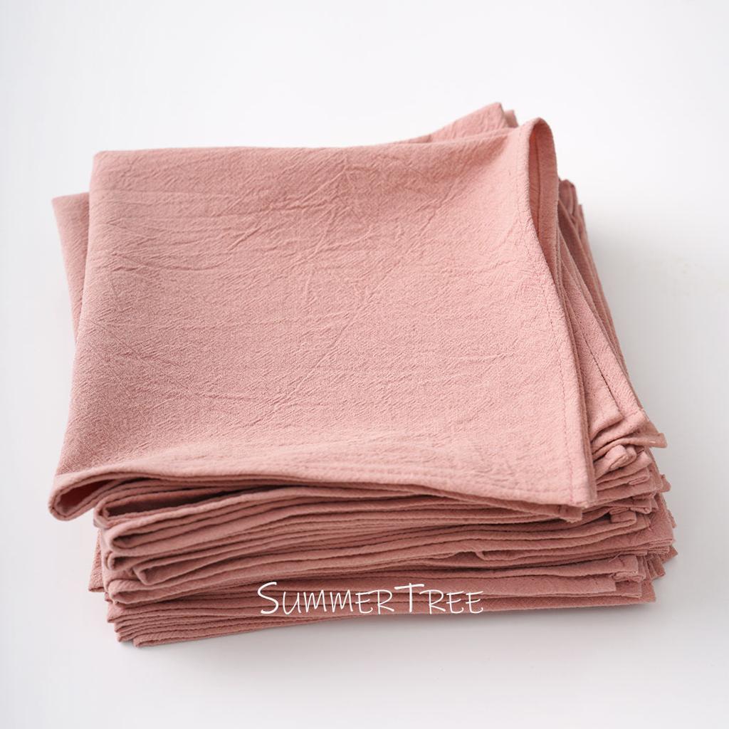 12 Stück 40x40cm Gewaschene Baumwolle Einfarbig Stoff Servietten Vintage Weich Langlebig Geschirrtücher Tischsets für Zuhause Küche Hochzeit Tischdekoration