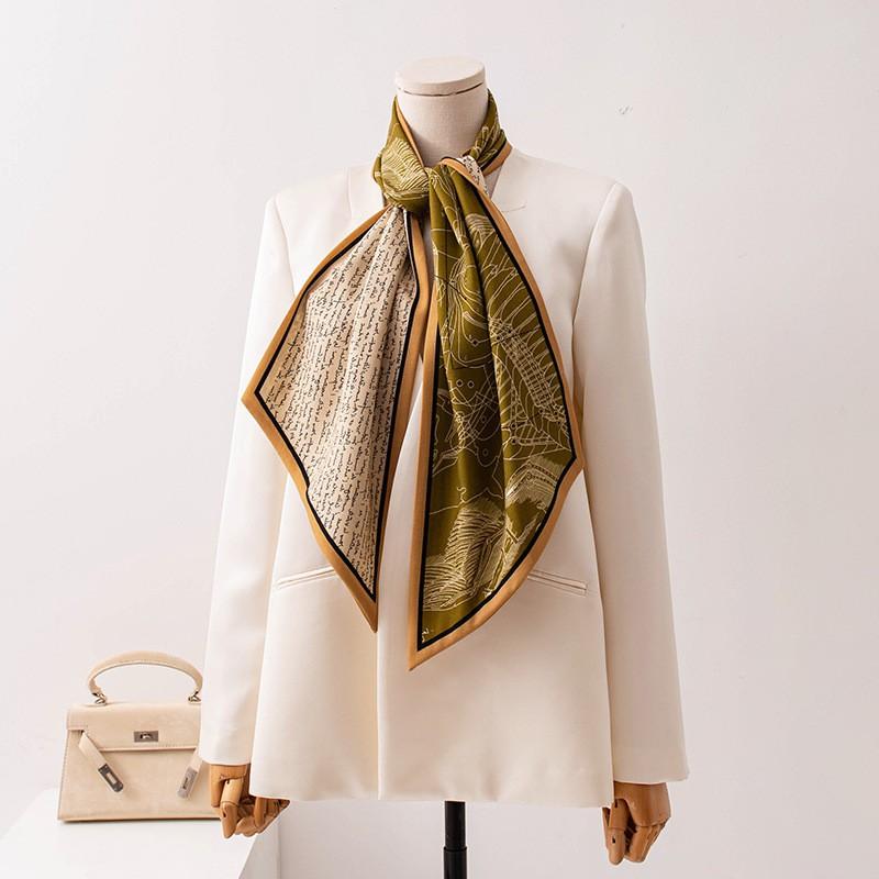 2026 Silk Wool Double Layer Scarf Light Luxury Fashion Neck Warmer