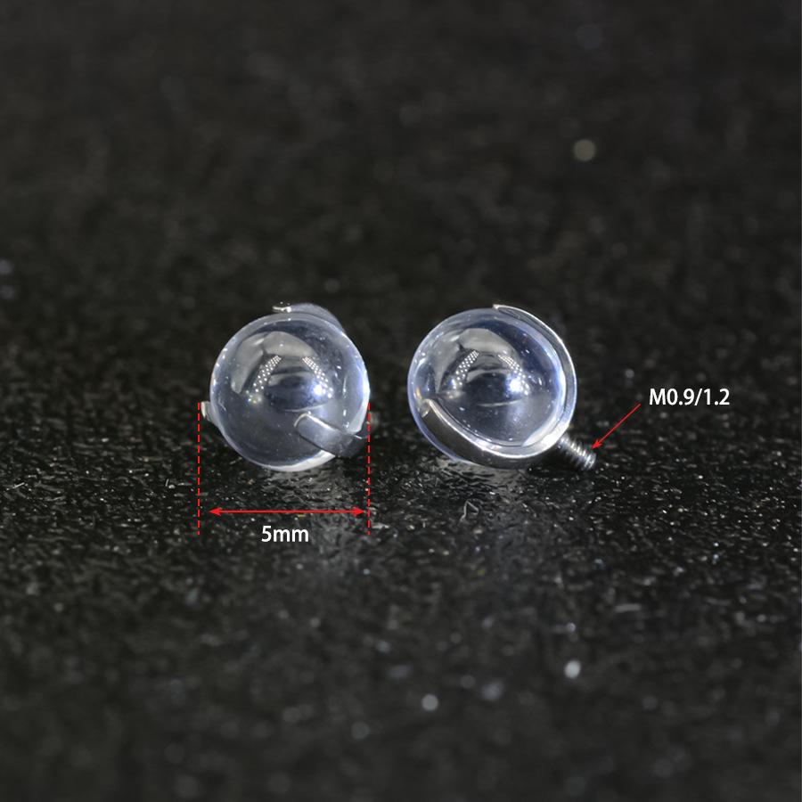 F136 Titanium Zircon Claw Lip Stud Earring with 1.2/0.9 Tooth, 5mm Aurora Ball Piercing Replacement.