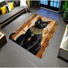 Egyptian Black Cat Rectangle Carpet Ancient Hieroglyph Stained Glass Cat Lover Home Decor Mat Non Slip Floor Rug Bedroom