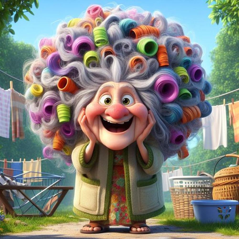 5D DIY Full Round Drill Diamond Painting Grandma Kit Home Decor Art Craft