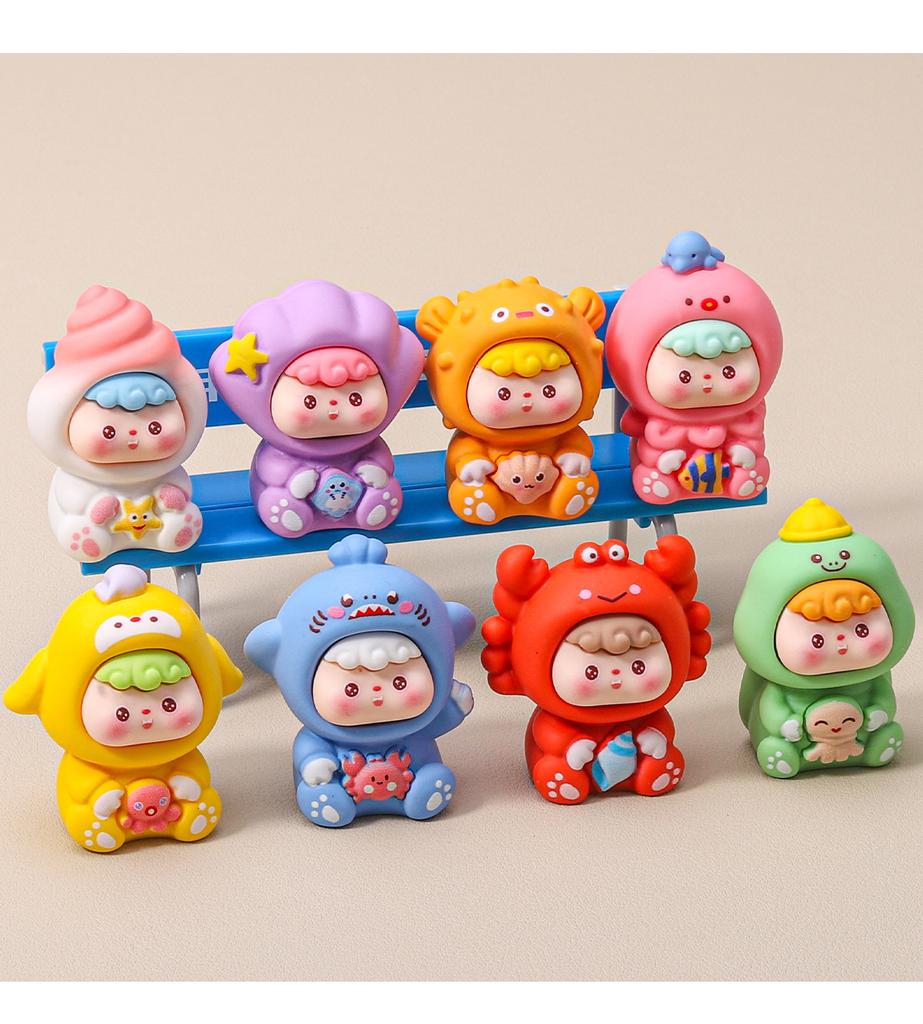 8pcs/Set Ocean Baby Figure Toy Mini Figurine Desktop Decoration Model Ornaments Toys Boys Girls Christmas Gifts