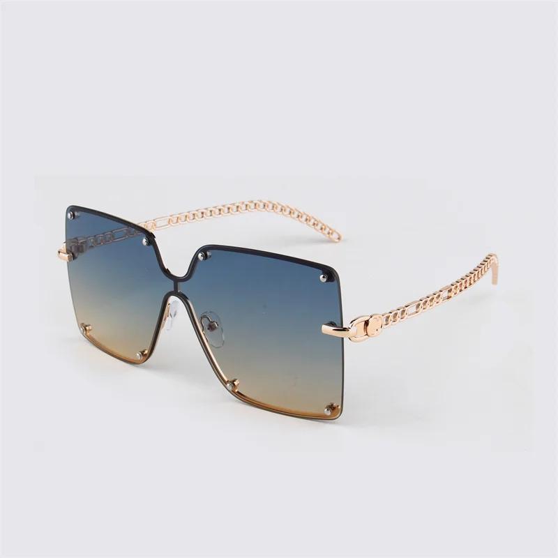 Rimless Metal Vintage Square Sunglasses Women Luxury Oversized Fashion Sun Glasses Shades Female Brand Designer Clear Oculos De