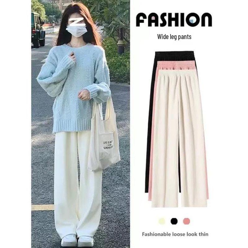 Women s Off-White Corduroy Wide-Leg High-Waisted Pants - Drapey, Loose, Casual & Versatile for Spring/Autumn 2026 S