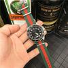 Mens Quartz Watch With Nylon Strap Sport Casual Round Dial Stainless Steel Buckle Alloy Case Mineral Glass