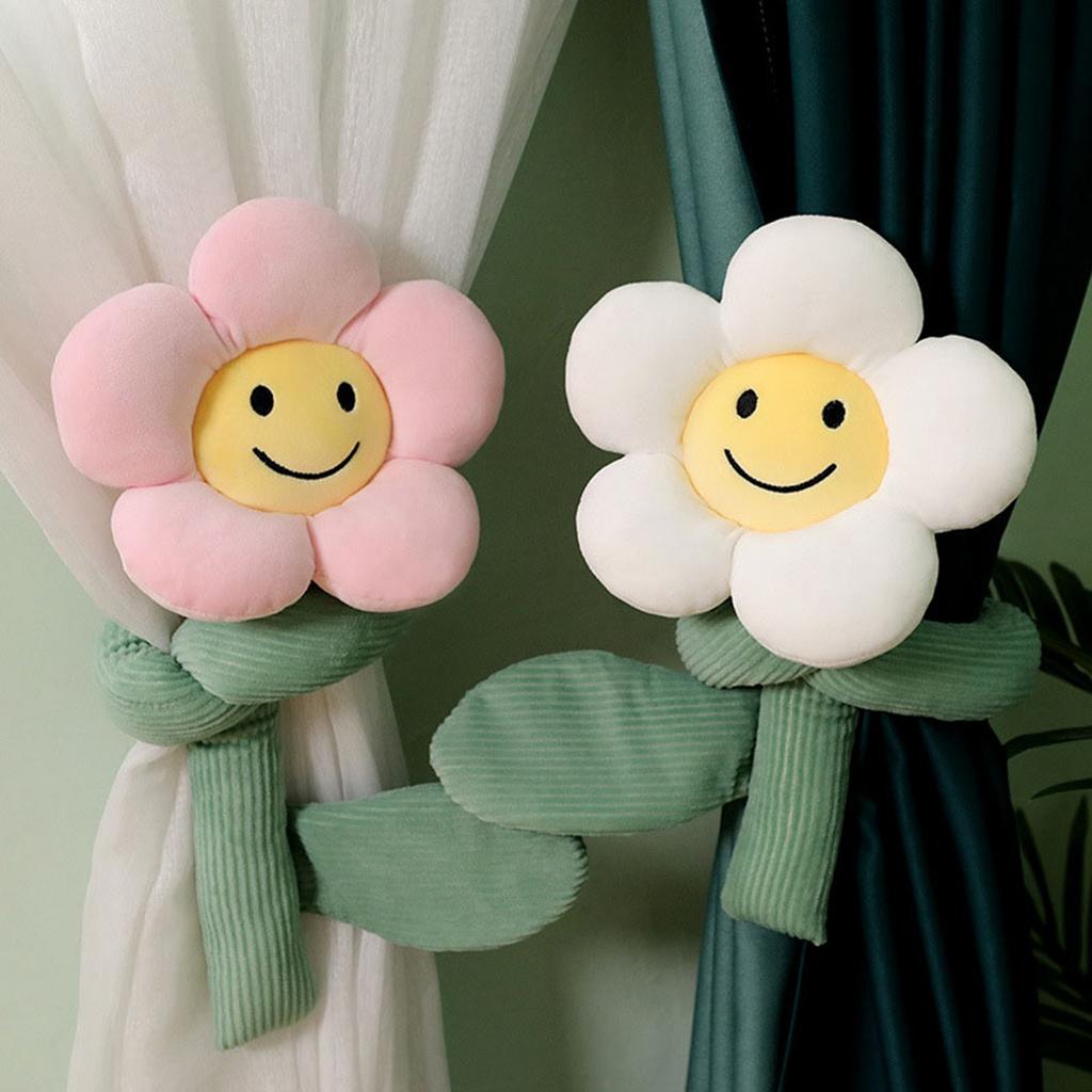Curtain Holder Soft Flexible Cute Cartoon Sunflower Decorative Plush Curtain Tieback for Children Room Home Office