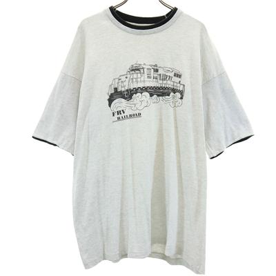 FRUIT OF THE LOOM 90s Made In USA Old FRV Railway Short Sleeve T-shirt XL Men's Used