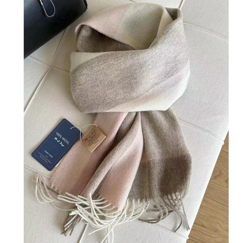 Selected pure wool plaid scarf classic unisex couple winter warm scarf