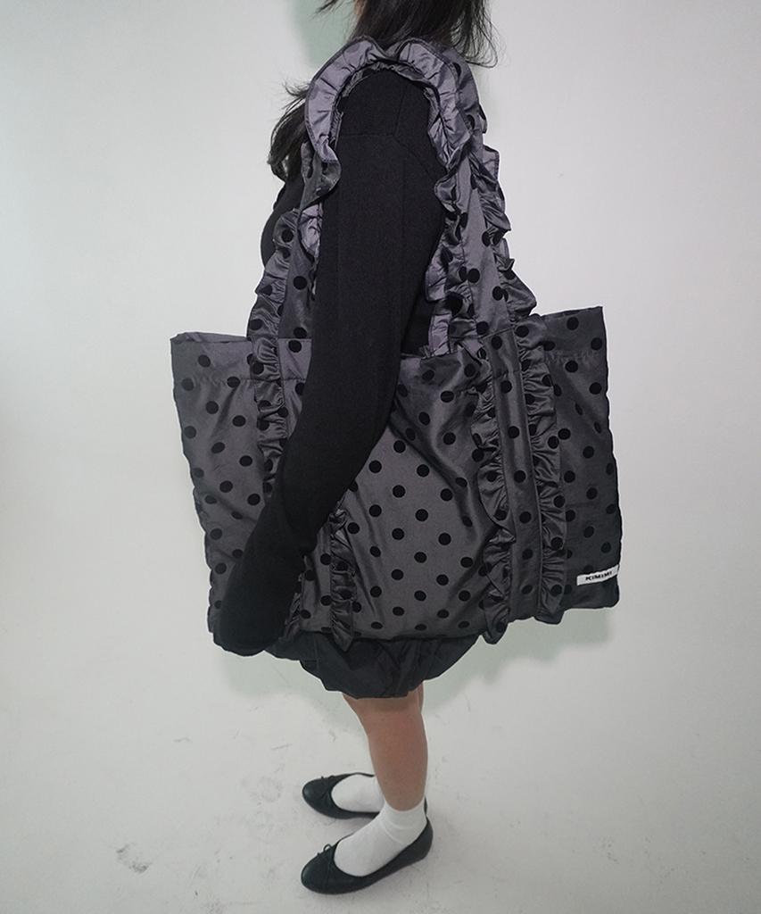 Kimimi Big Frill Dot Shoulder Bag Deep Gray