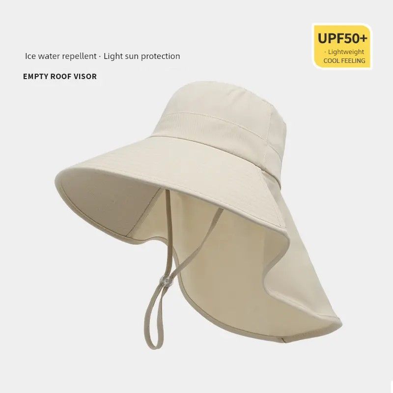 

Big Brim Sun Hat Women s Sun Protection UV Protection 2025 New Arrival Summer Neck Protection Fisherman Hat Women s Sun Hat Creamy-white-H shawl sunscreen hat All yards