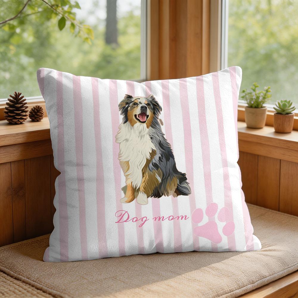 Simple Striped Marine Dog Cushion Cover Square Short Plush Pillow Case Living Room Sofa Home Decor Funda X