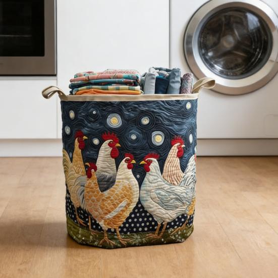 Quilted Laundry Basket Fabric Floral Storage Basket with Handles Boho Clothes Basket for Laundry Nursery Bedroom Garments Kids Toys